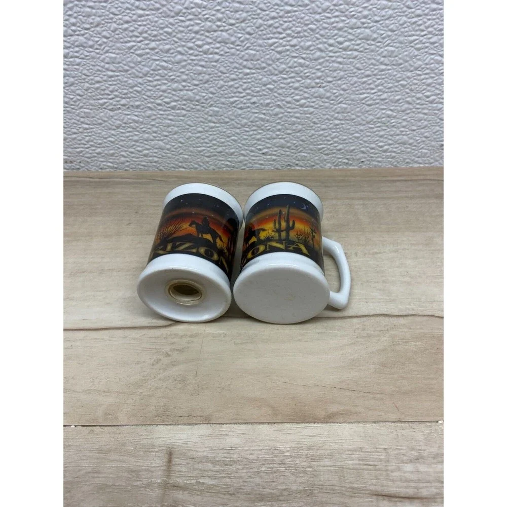 Vintage Arizona Ceramic Salt Shaker And Tooth Pick Holder Travel Souvenir
